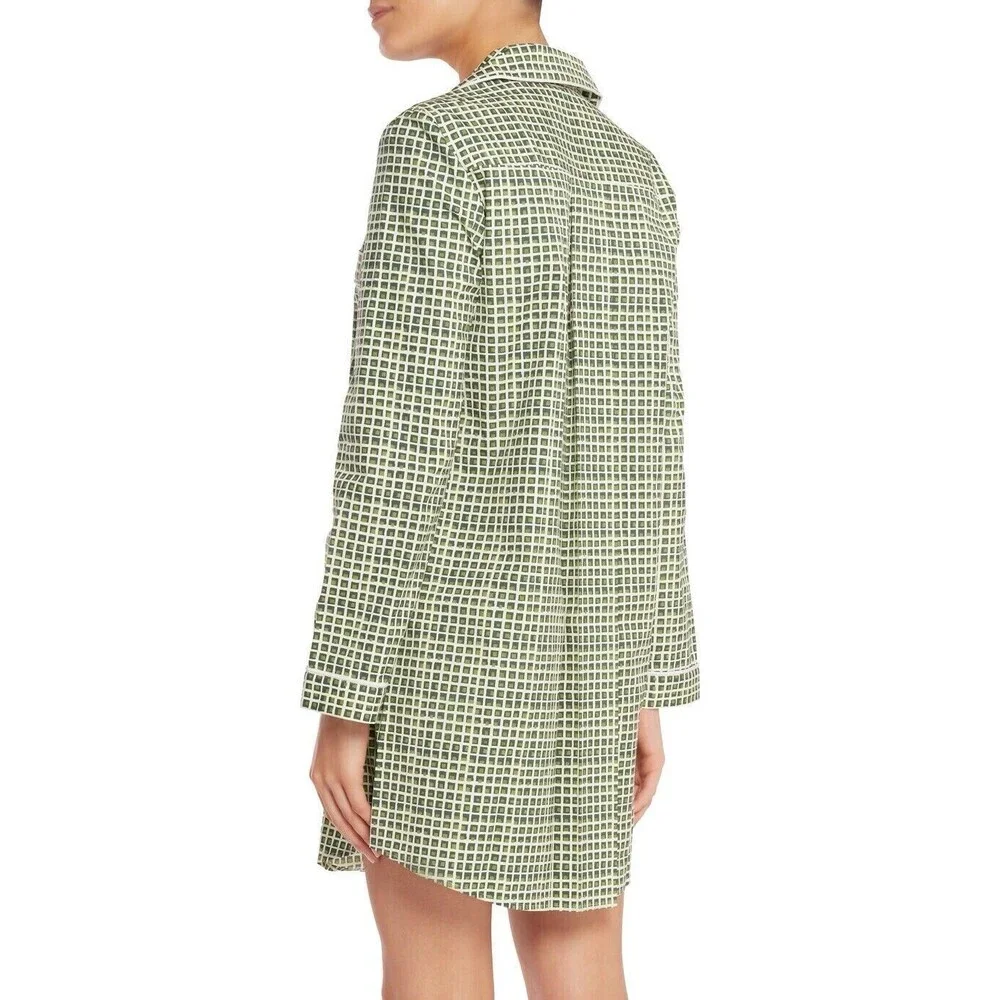 Tory Burch Mirelli Pajama Sleep Shirt Green White S